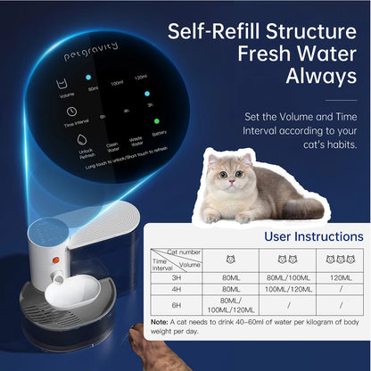 Fresh Water Smart Self-Refill Cat Water Fountain – Wireless & No Filter Needed