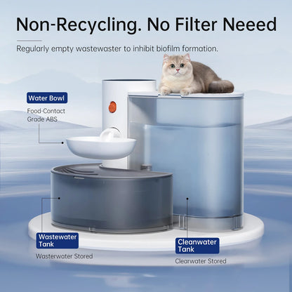 Fresh Water Smart Self-Refill Cat Water Fountain – Wireless & No Filter Needed