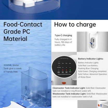 Fresh Water Smart Self-Refill Cat Water Fountain – Wireless & No Filter Needed